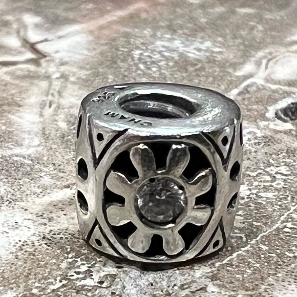 NEW Authentic Chamilia- Sunburst Silver Charm Clear Zirconia barrel bead 925 - Picture 3 of 6
